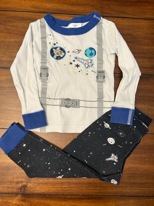 VGUC Hanna Andersson Boys Size 3 (90) Black & White Glow in the Dark Space Pajama Set