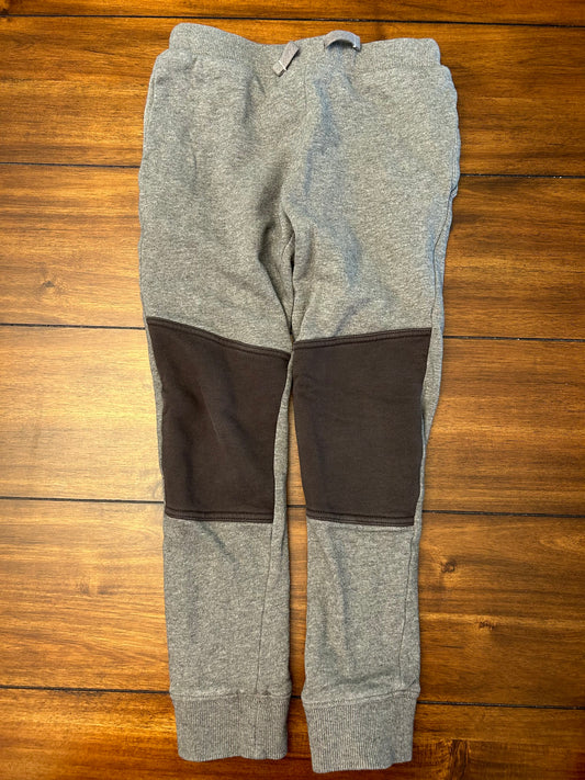 EUC Hanna Andersson Boys Size 8 (130) Gray Lined Sweatpants with Black Knee Patches