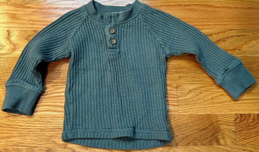 #69 Jamie Kay Blue Waffle-knit Henley shirt 3-6M