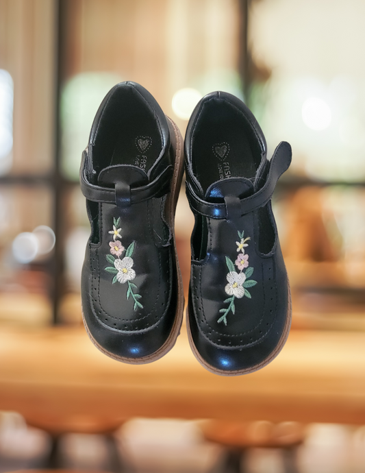 #59 Mary Janes Size 2 with Flower Embroidery