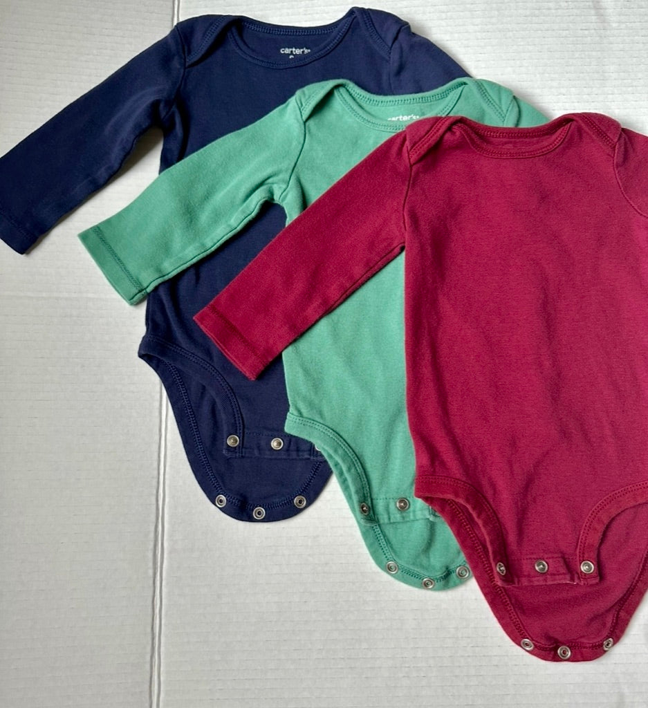 #146 Carter's L/S Bodysuit Set of 3 Boys 9M