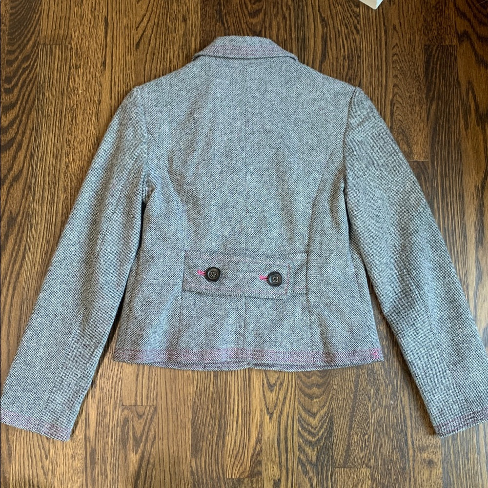 #48 - Gap Gray Tweed Blazer with Pink Lining - Size 4