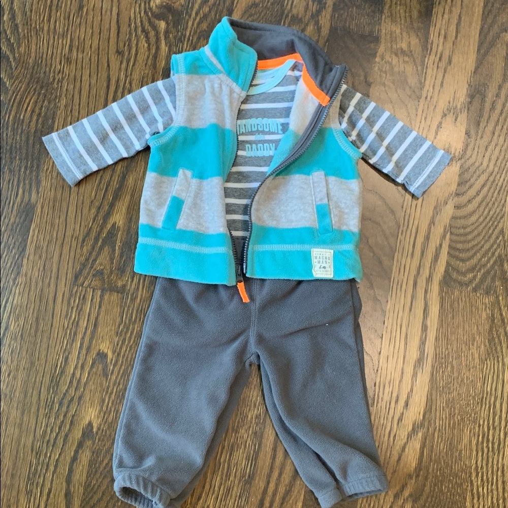 #151 -Carter's Striped Baby Outfit with Vest and Pants - 3mo