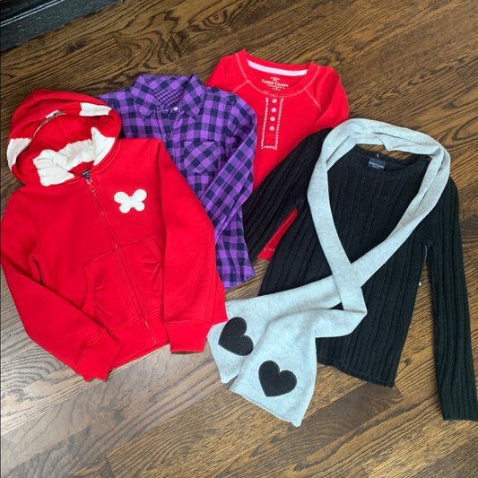 #151 - NWT Girls Sweater, Scarf, Zip-Up Sweatshirt, and Shirt Set -XS (4-5)
