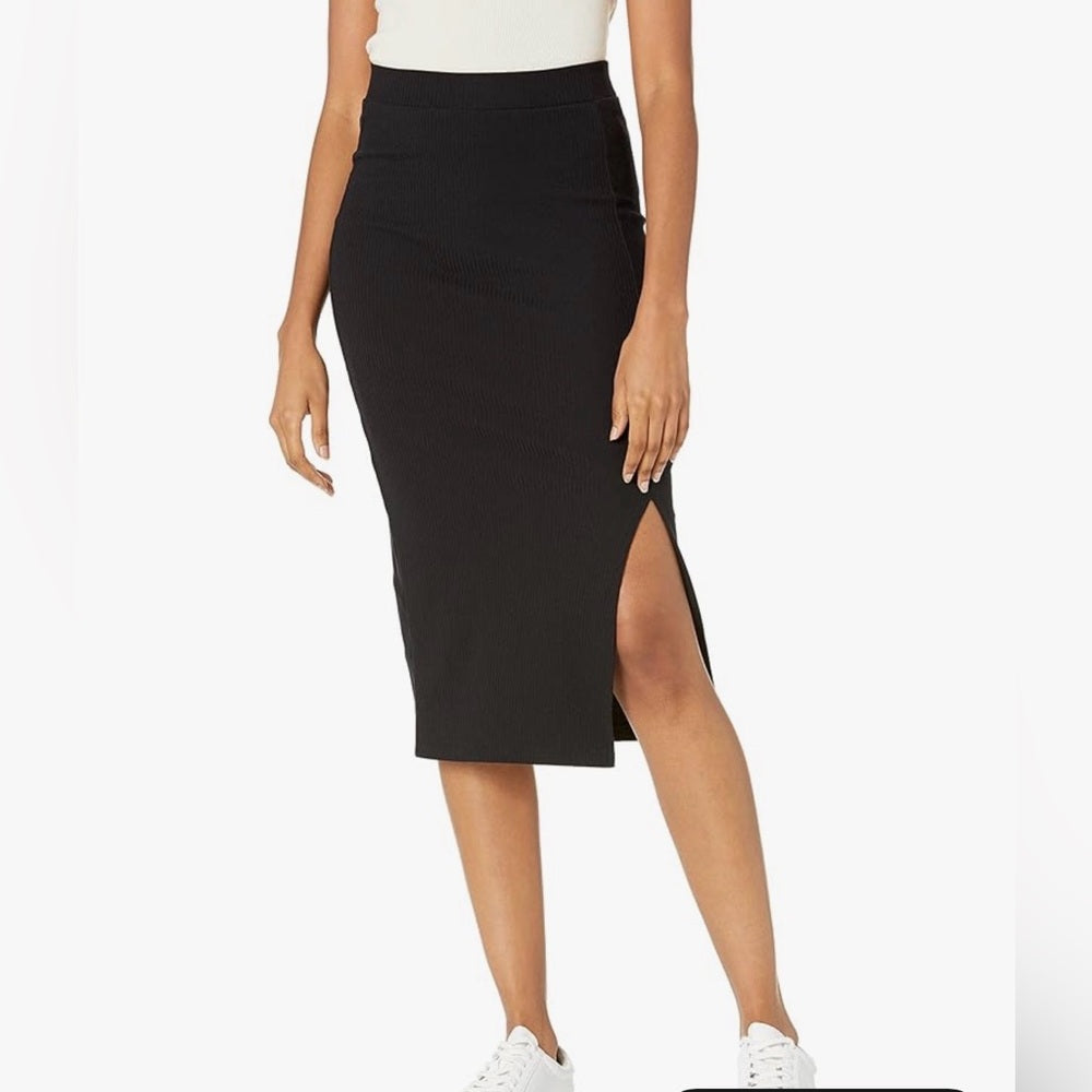 Women's The Drop Black Ribbed Knit Midi Skirt – Size XS