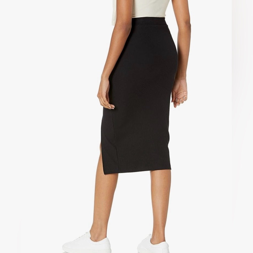 Women's The Drop Black Ribbed Knit Midi Skirt – Size XS