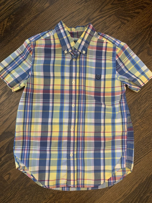 #151 - Chaps Blue and Yellow Plaid Shirt Boys 7