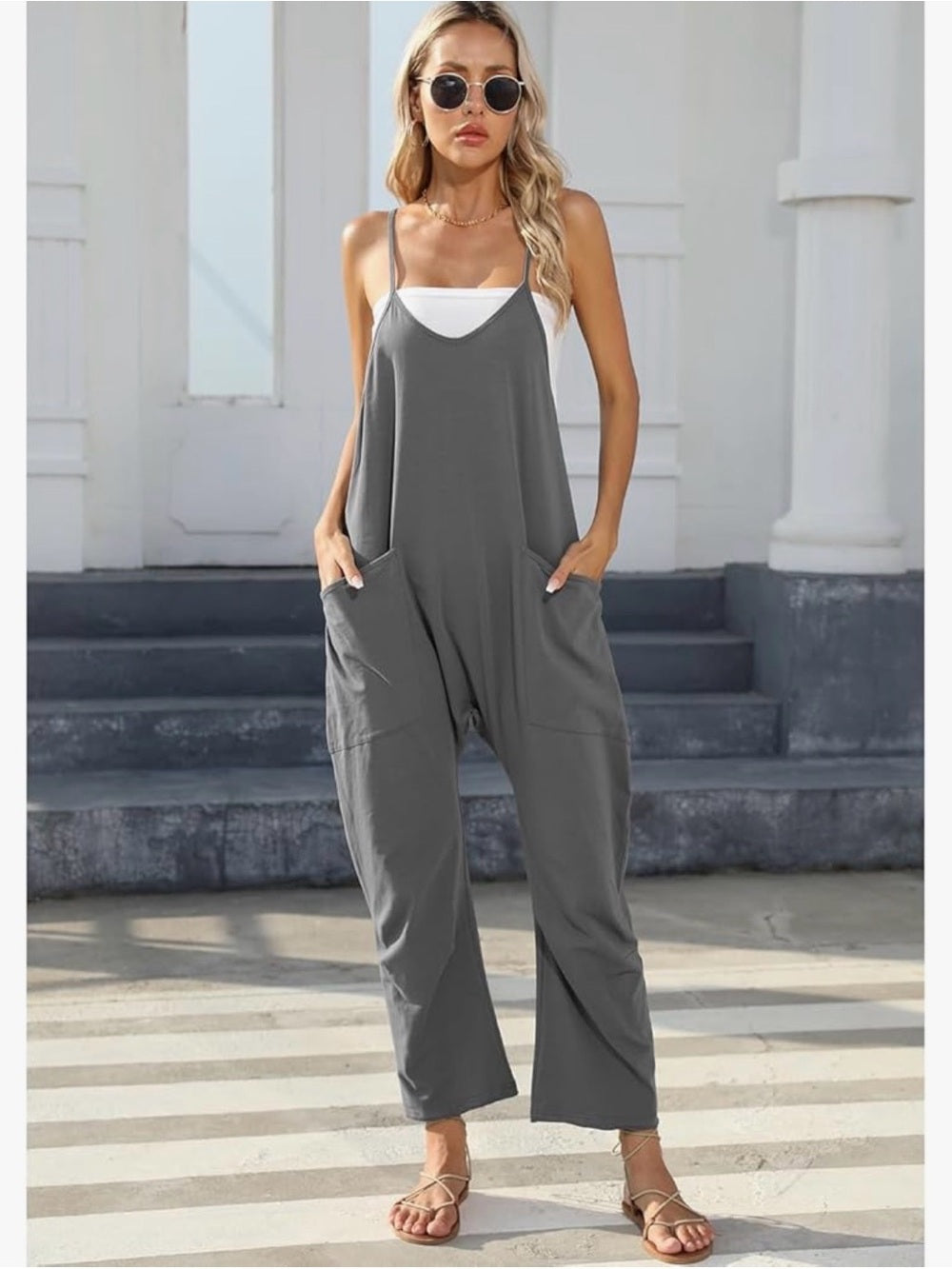 Women’s Loose Fit Jumpsuit Romper – Size Small – Adjustable Straps & Pockets - Maternity