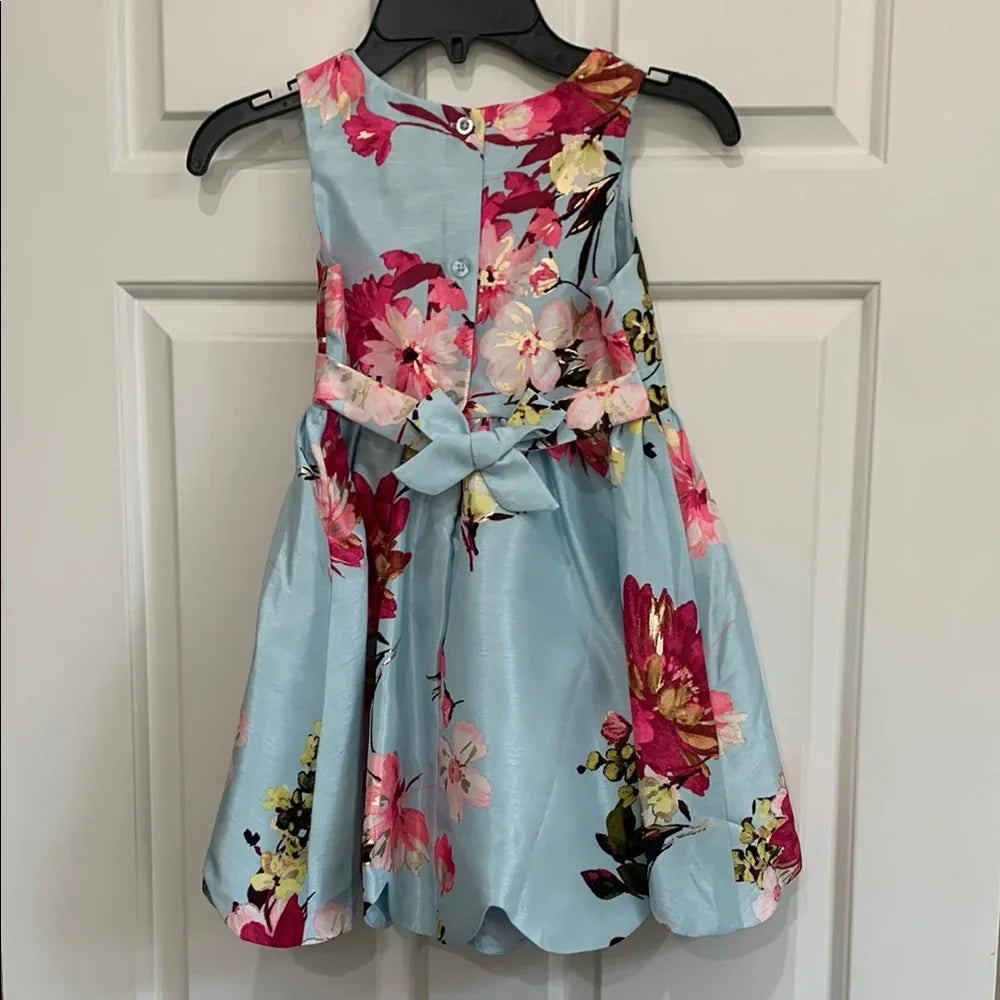 #48 - NWT Girls Floral Dress in Blue and Pink - 5T