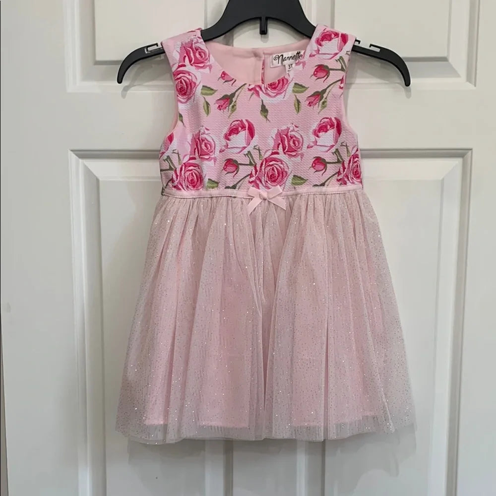 #48 - NWT Nannette Girls 2 piece Pink Floral Dress and Jacket - 3T