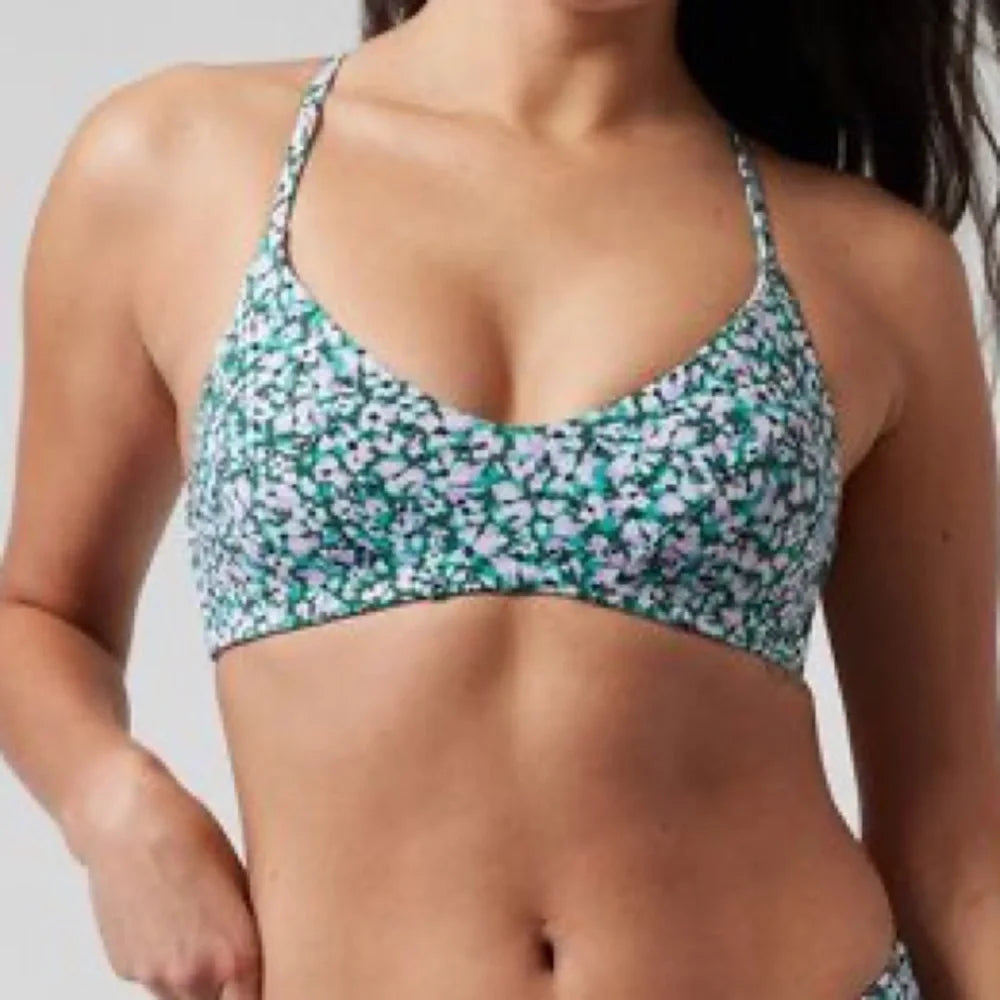 Women's Athleta Green Floral Bikini Top – Size XS (Top Only)