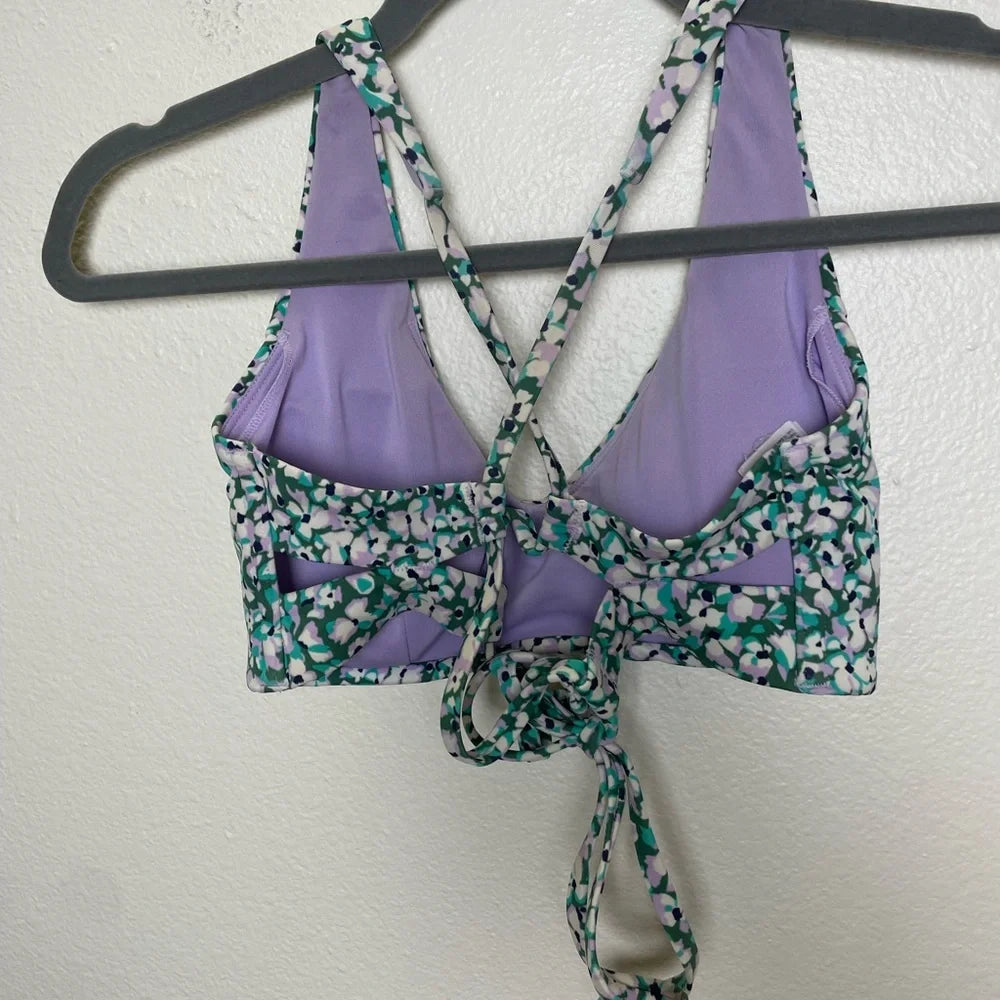 Women's Athleta Green Floral Bikini Top – Size XS (Top Only)