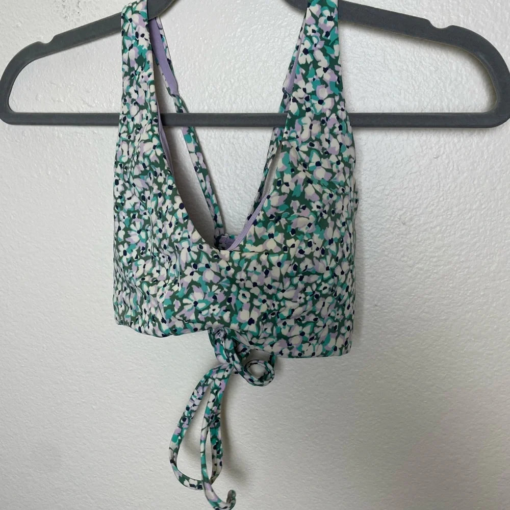 Women's Athleta Green Floral Bikini Top – Size XS (Top Only)