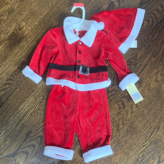 #151 - NWT Kids Christmas Santa 3pc Costume Outfit with matching hat - 3-6mo