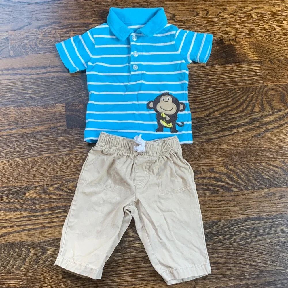 #48 - Carter's Blue and Tan Kids Matching Set -3mo