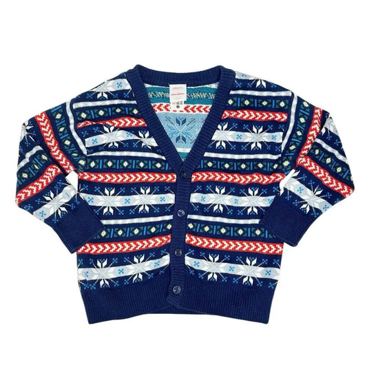 #52 3T Hanna Andersson boys Scandi Snowflake Fairisle Jacquard Cardigan