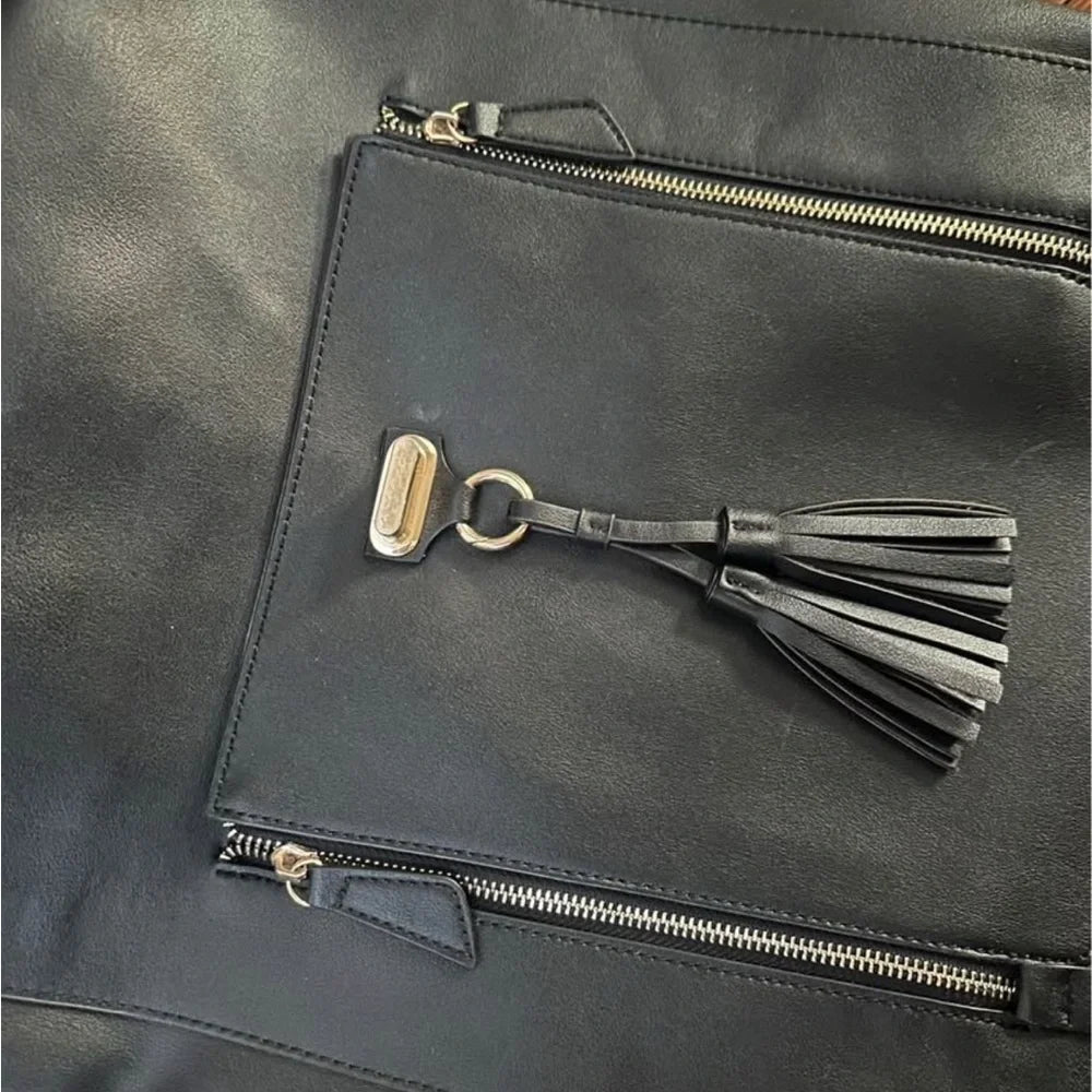 Women's Black Faux Leather Backpack
