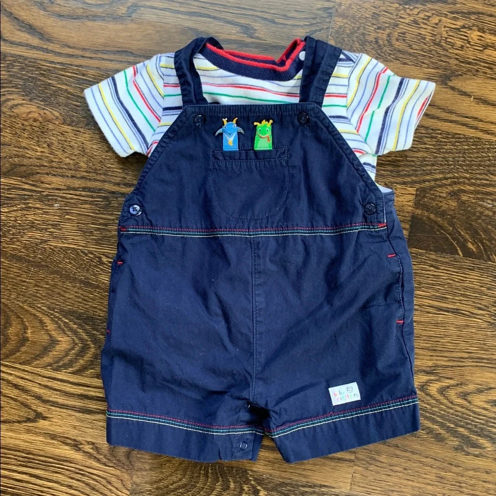 #48 - Baby Einstein Navy Blue Baby Overalls and Matching Onesie - 3mo