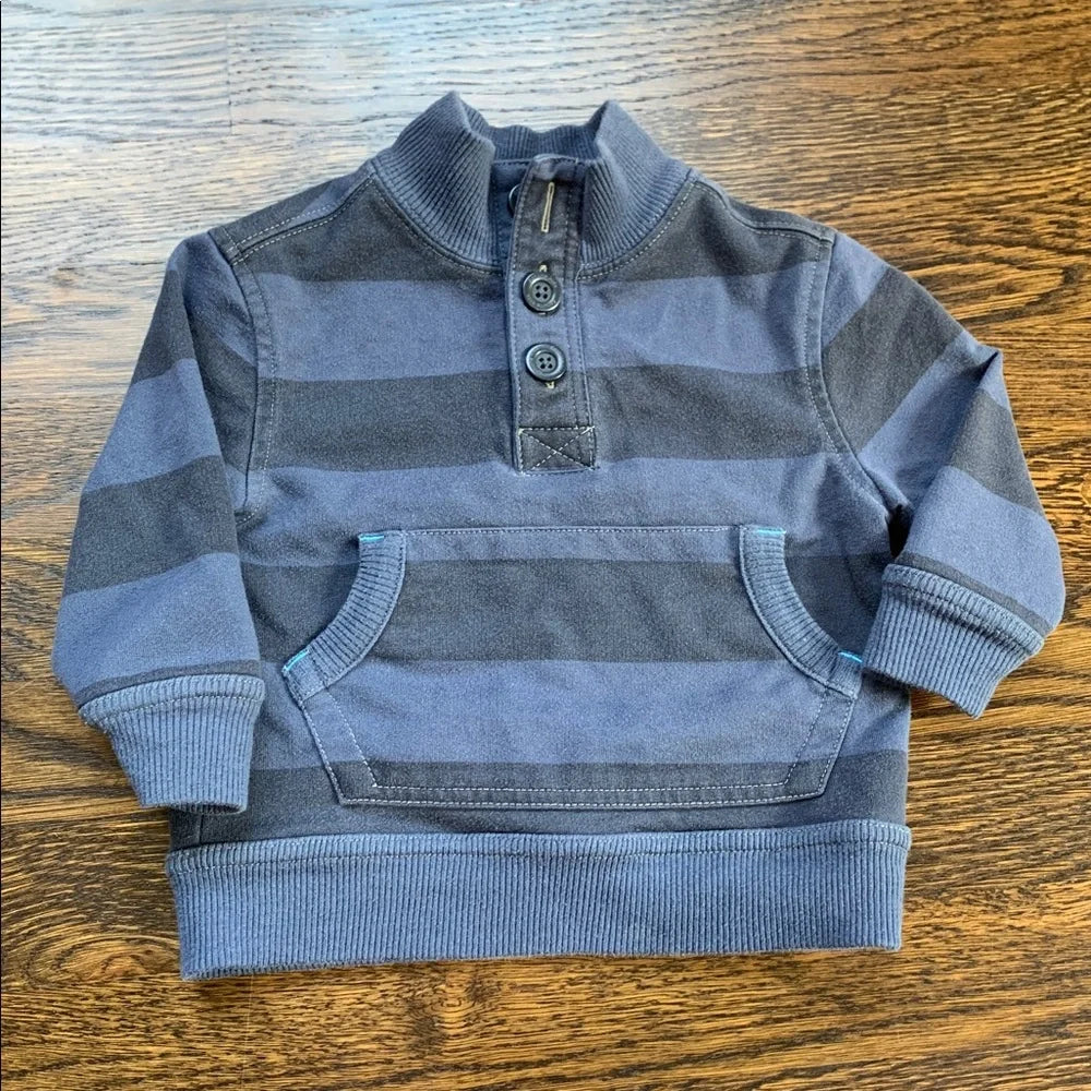 #151 - Striped Blue and Gray Pullover Sweatshirt - 12mo