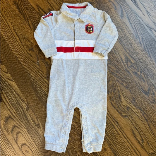 #151 - Carter's Gray Romper with Red "Mommy's All Star" Patch -Boys 12m