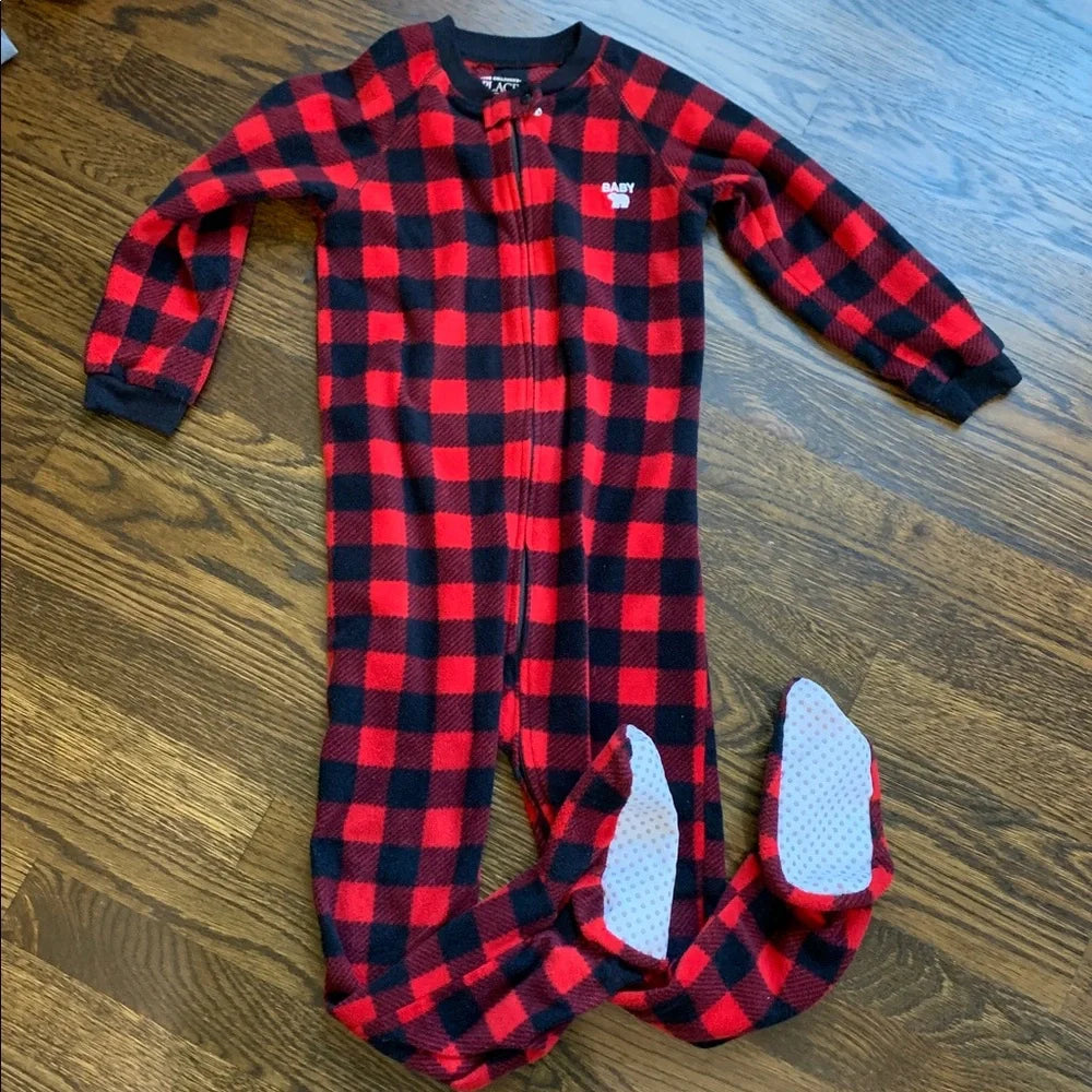 #151 - The Children's Place Red and Black Plaid Onesie - Boys -5T
