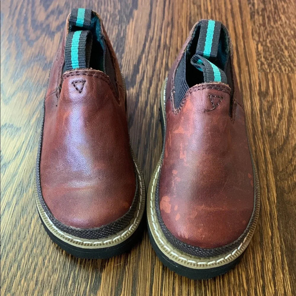 #48 - Brown Leather Slip-On Shoes for Boys - Toddler 5.5