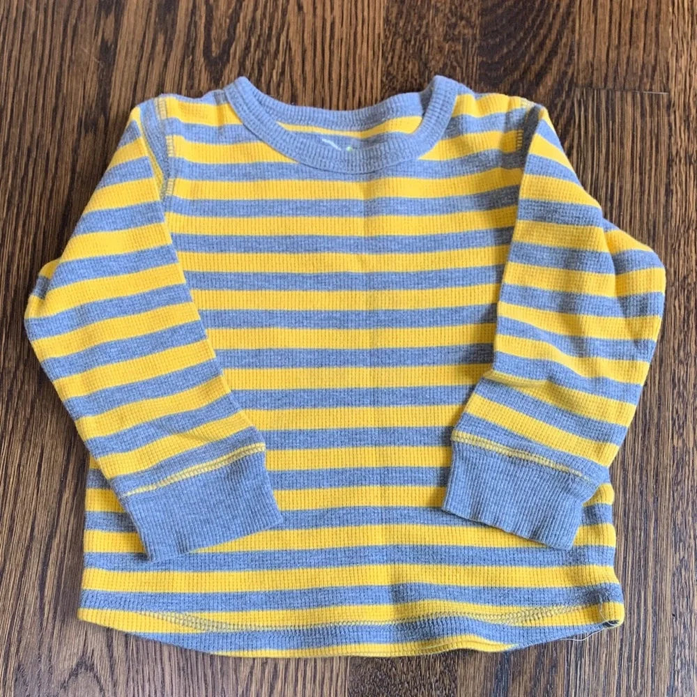 #151 - The Jumping Beans Striped Yellow and Gray Kids Shirt - Boys 24mo