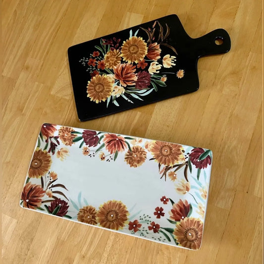 Floral Cheeseboard & Serving Tray Set – NWT