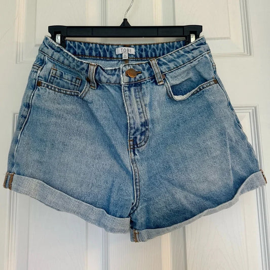 Women's TOBI High-Waisted Roll Hem Denim Shorts – Size 26