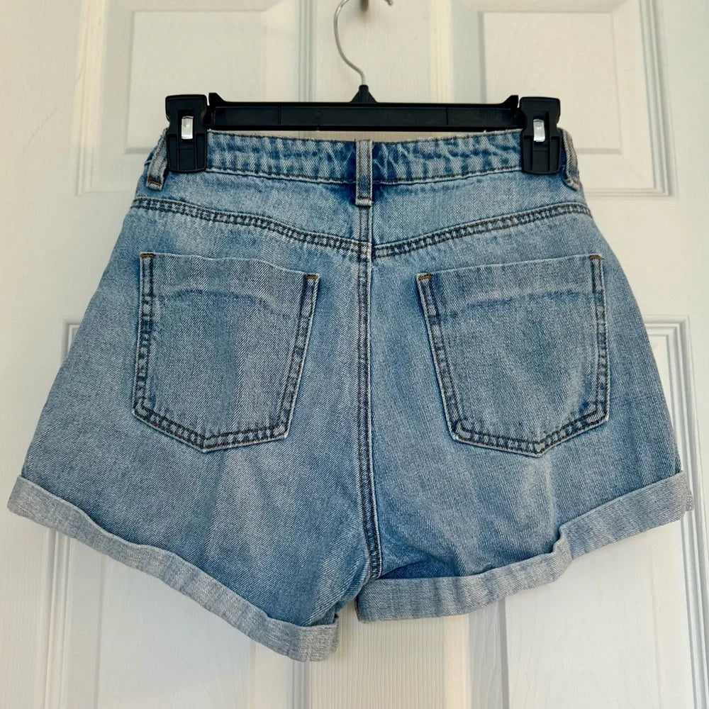 Women's TOBI High-Waisted Roll Hem Denim Shorts – Size 26