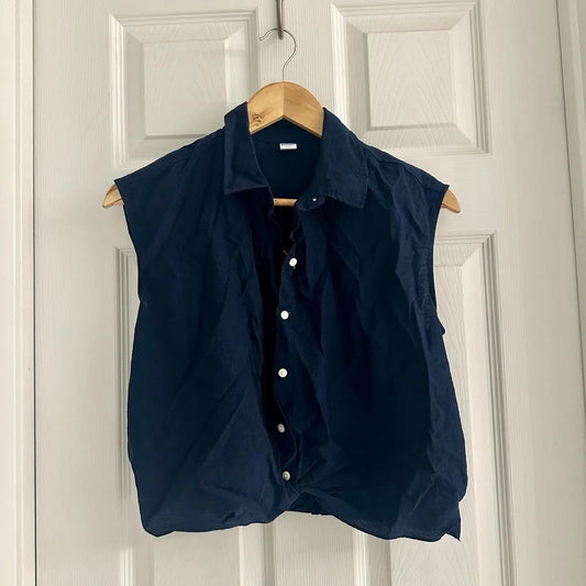 Women's Old Navy Navy Sleeveless Button-Front Top | Size XS