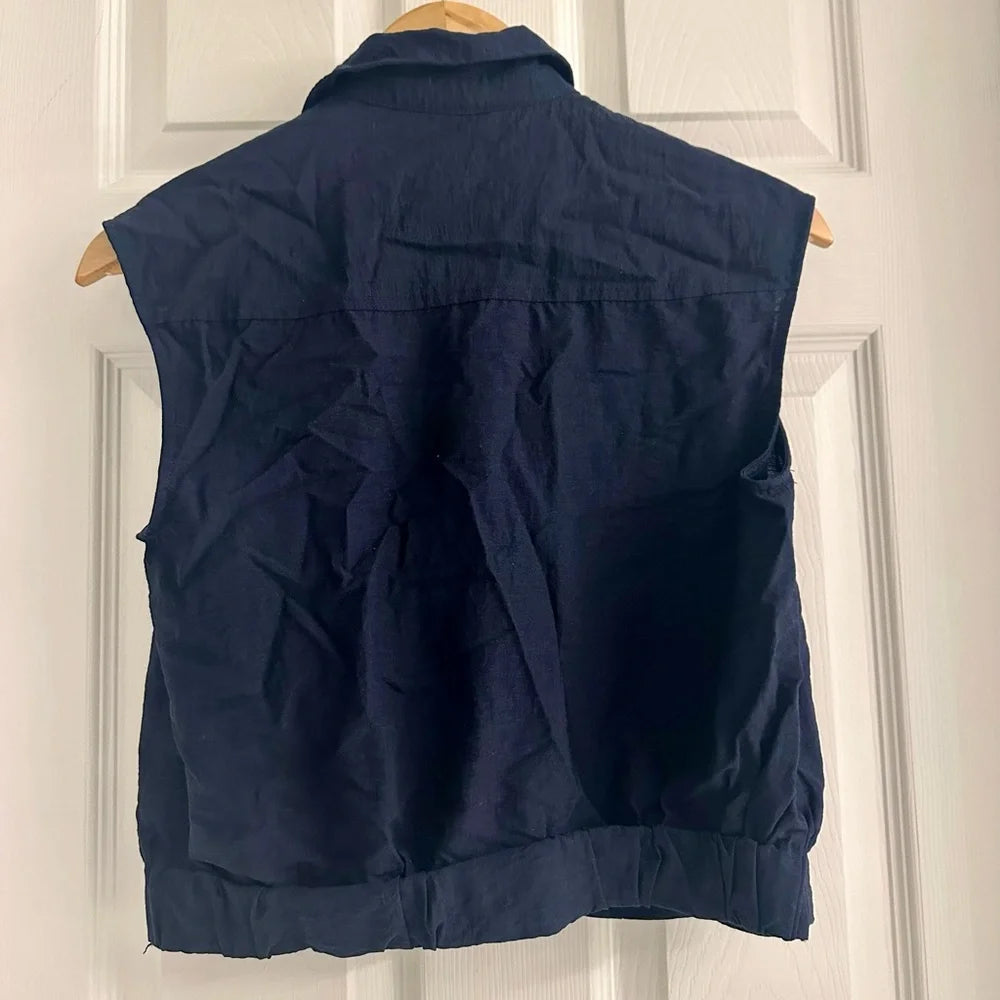 Women's Old Navy Navy Sleeveless Button-Front Top | Size XS