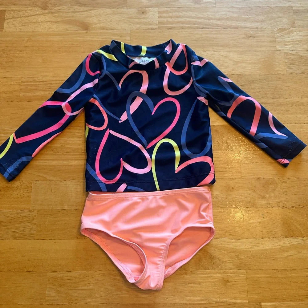 Girl's Carter’s 2-Piece Rash Guard Swimsuit Set | Size 12M