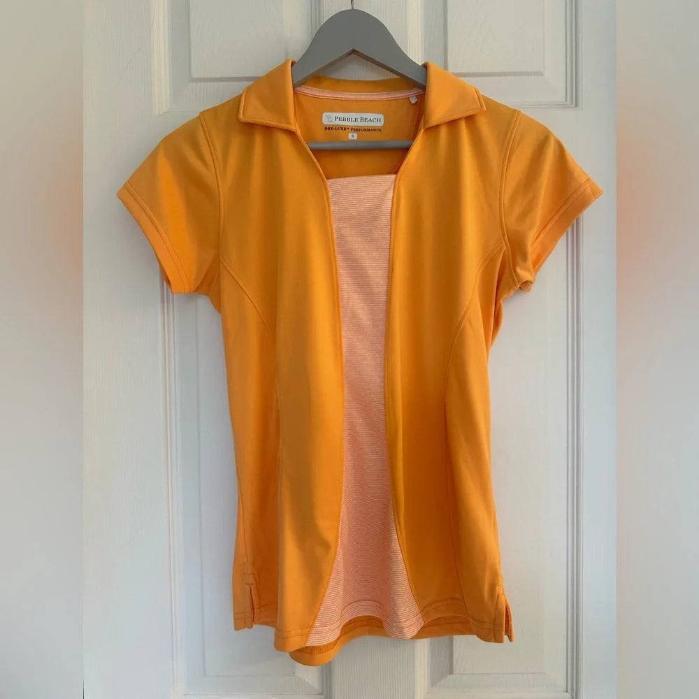 Women's Pebble Beach Dry-Luxe Performance Orange Athletic Top – Size S