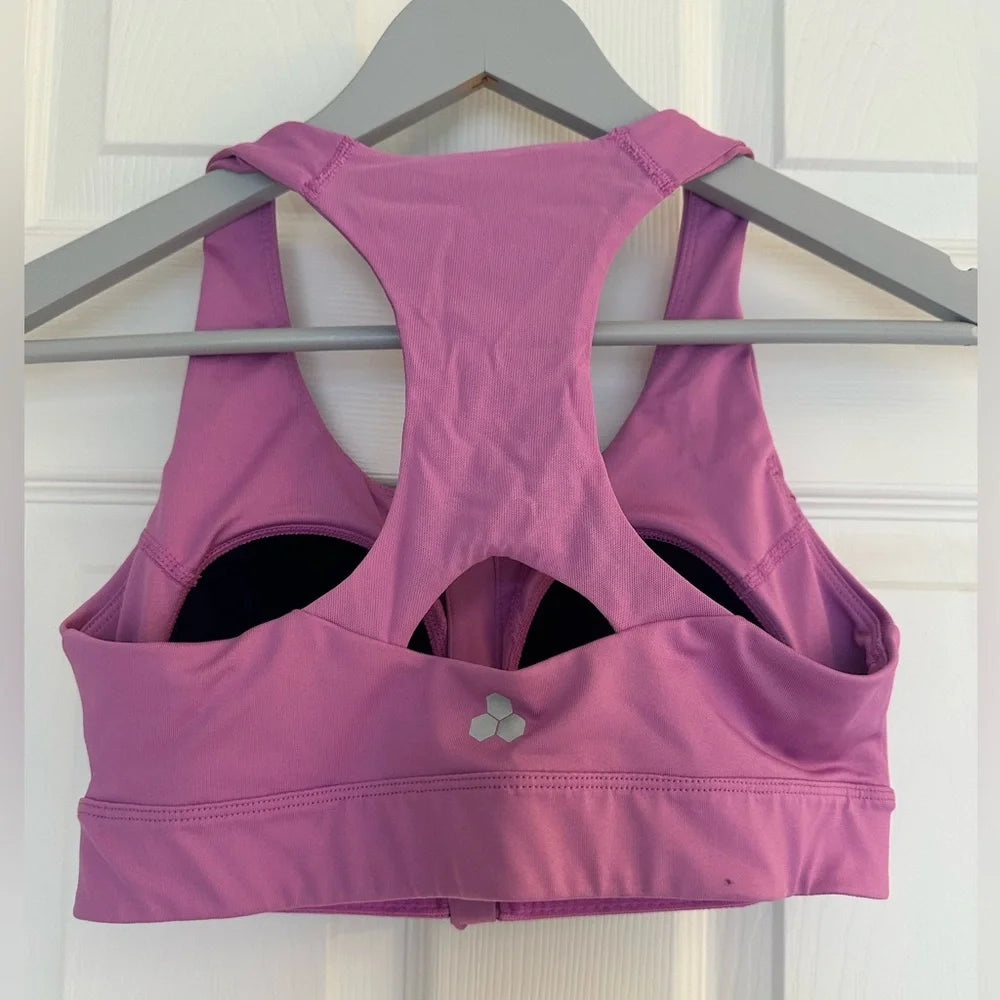 Women’s Tek Gear Front Zip Sports Bra - Small - Magenta High Impact Racerback