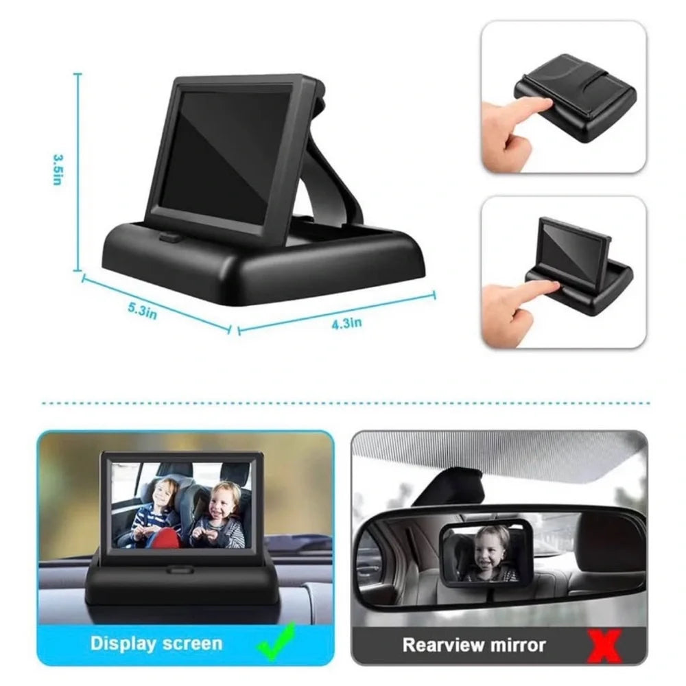 Shynerk Black Baby Car Camera with Display Mirror System (x2)