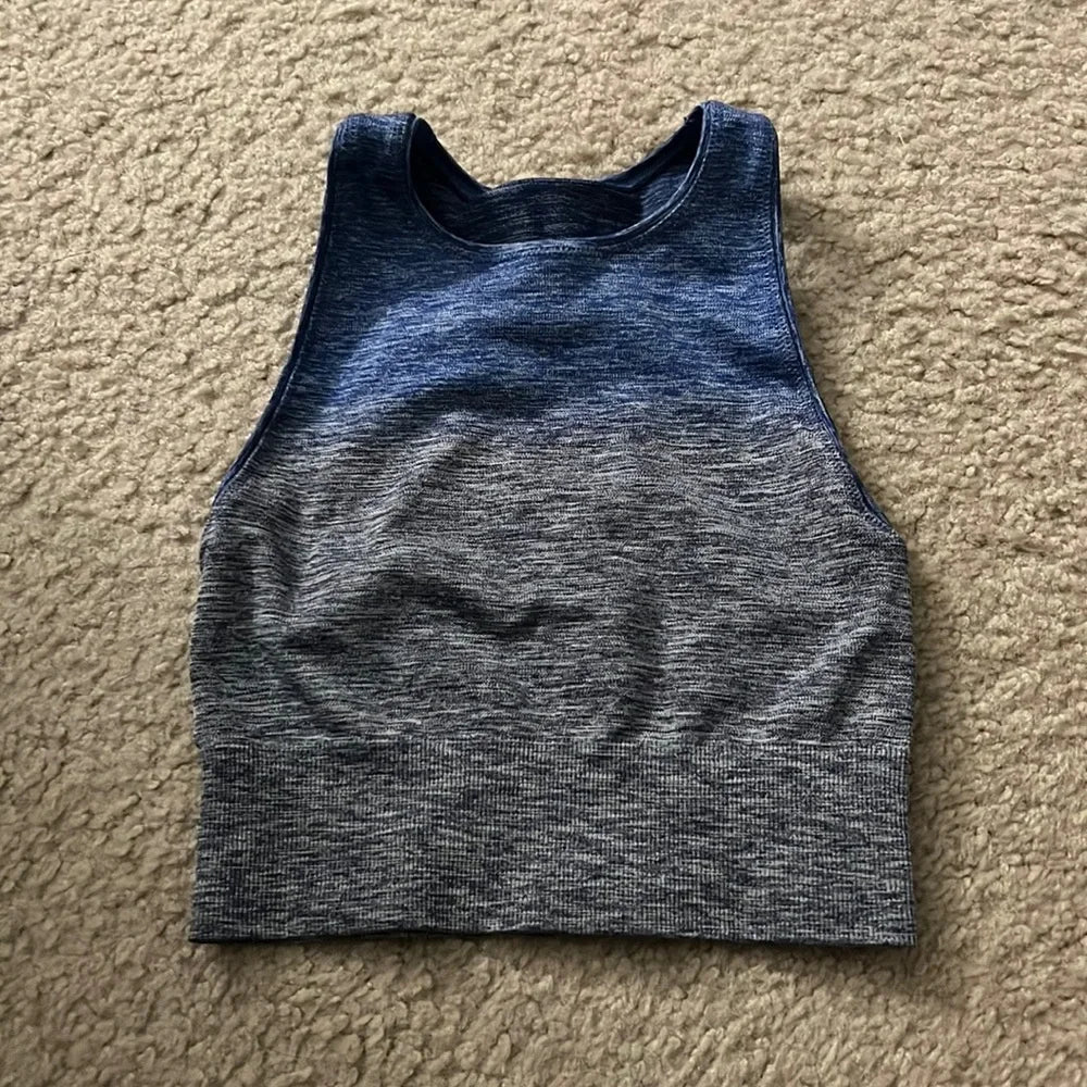 Women's Lululemon Blue Seamless Cropped Workout Tank XS