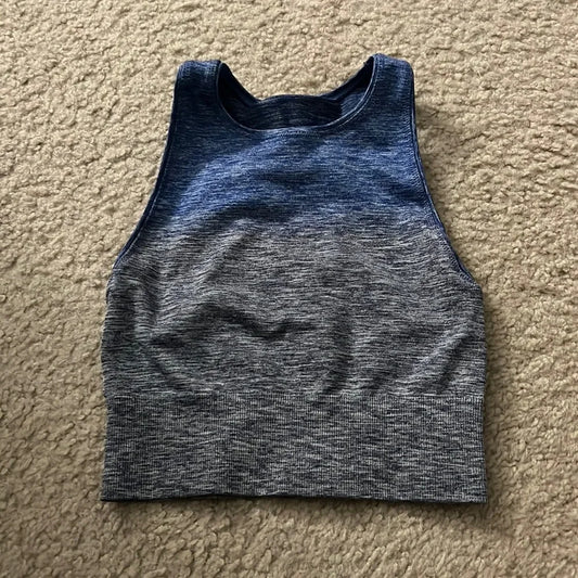 Women's Lululemon Blue Seamless Cropped Workout Tank XS