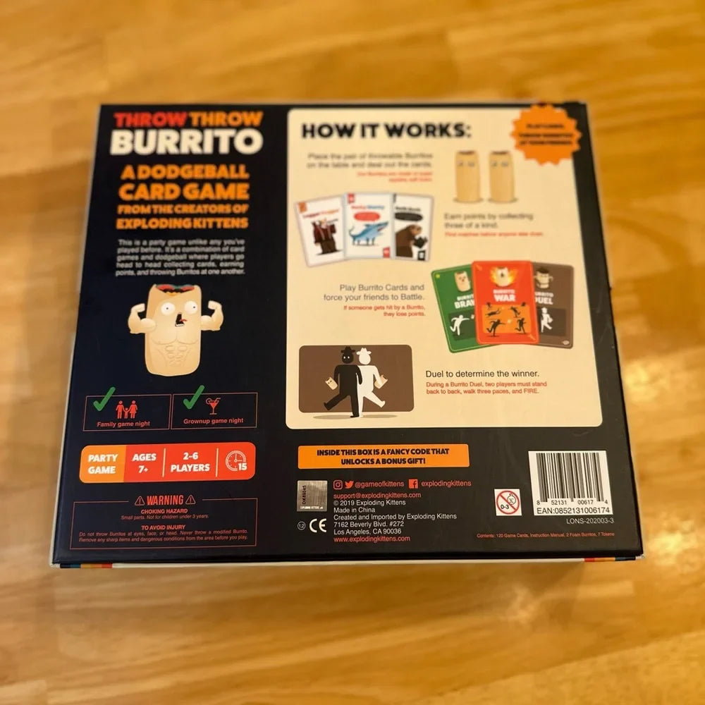 Throw Throw Burrito Card Game - Party Game - NWOT