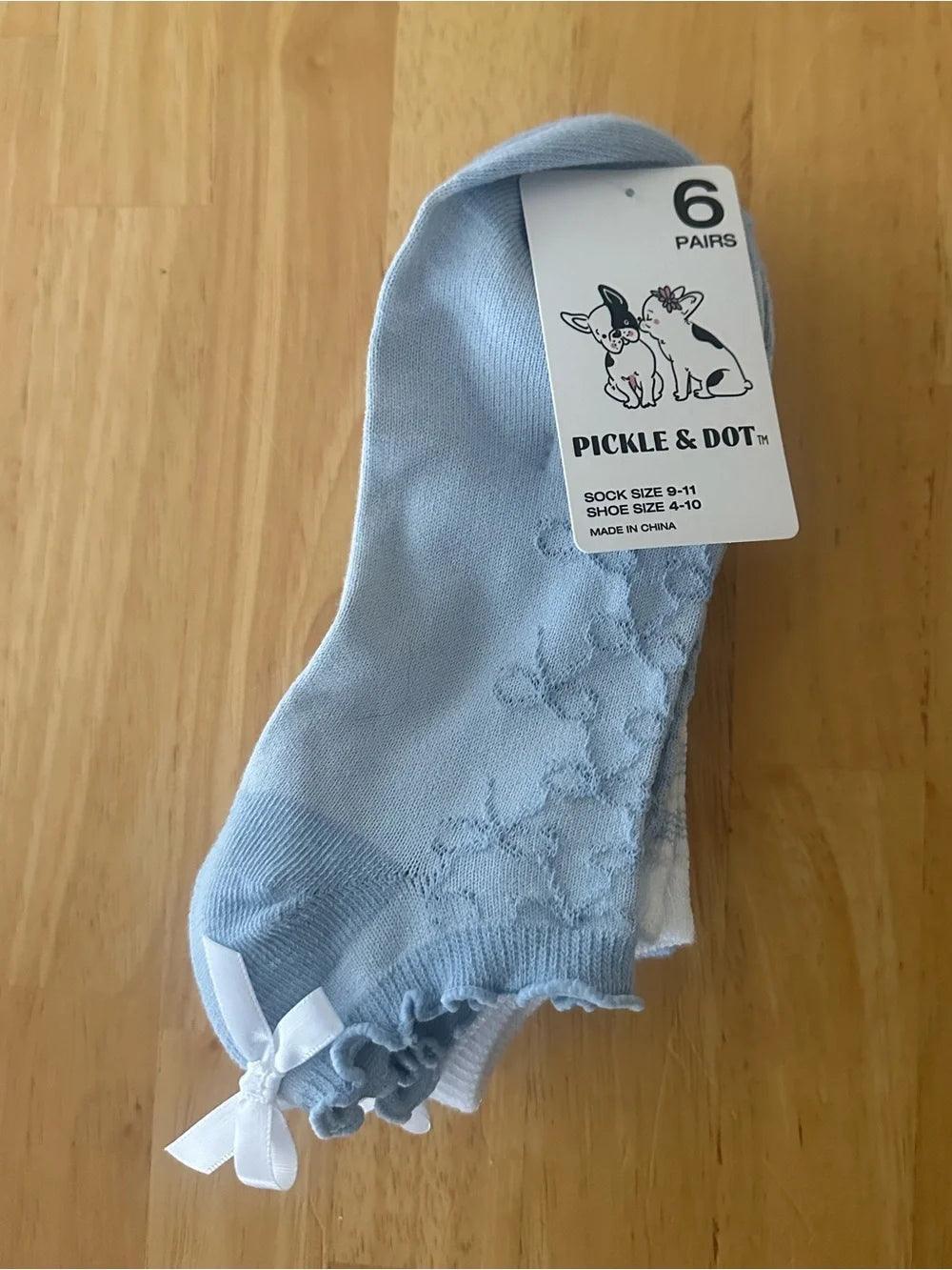 Girl's Pickle & Dot 6 Pack No Show Socks Women Blue Floral Lace Trim Ankle Socks NWT