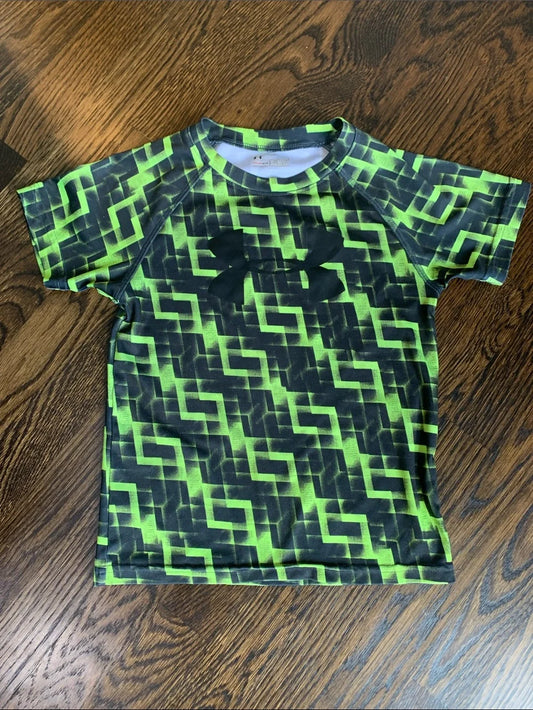 #151 - Under Armour Neon Green & Black Geometric Kids Shirt - Boys 5
