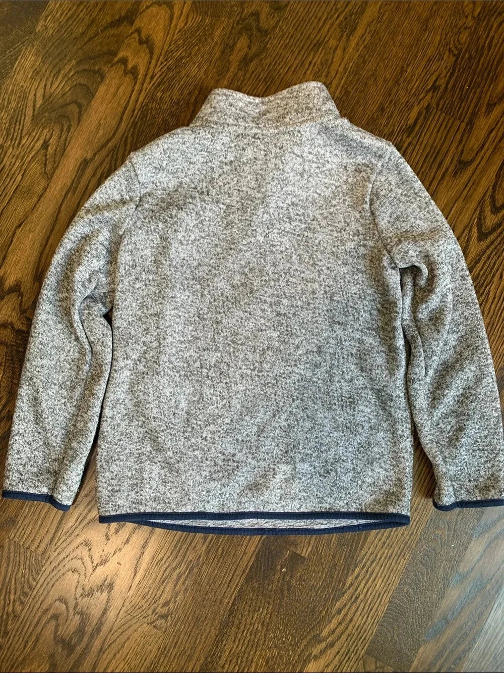 #151 - Sonoma Grey Boys Quarter-Zip Sweater with Blue and Cream Ski Pattern - Boys Size 8