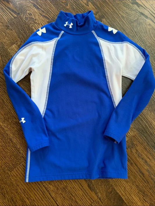 #151 - Under Armour Blue & White Kids' Long Sleeve Cold Gear Shirt - Youth Medium