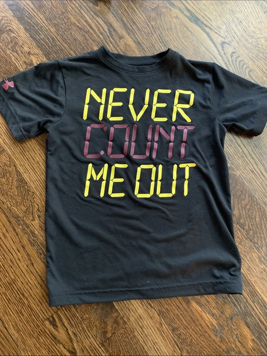 #151 - Under Armour Kids' Black 'Never Count Me Out' Graphic Tee - Youth Boys Small