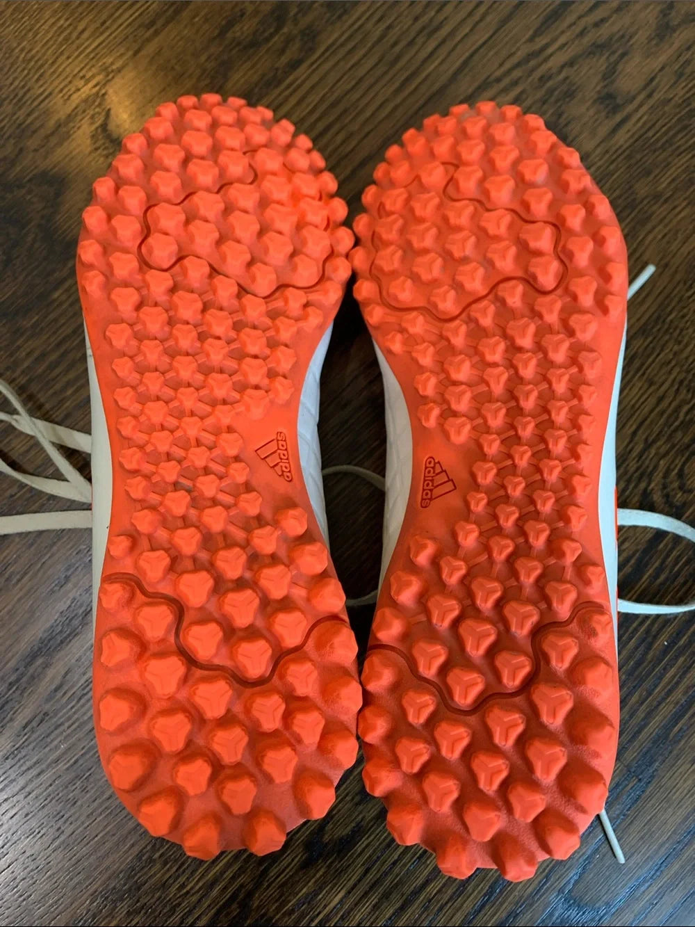 #151 - Adidas White and Orange Youth Soccer TURF cleats -  Big Boys 4.5