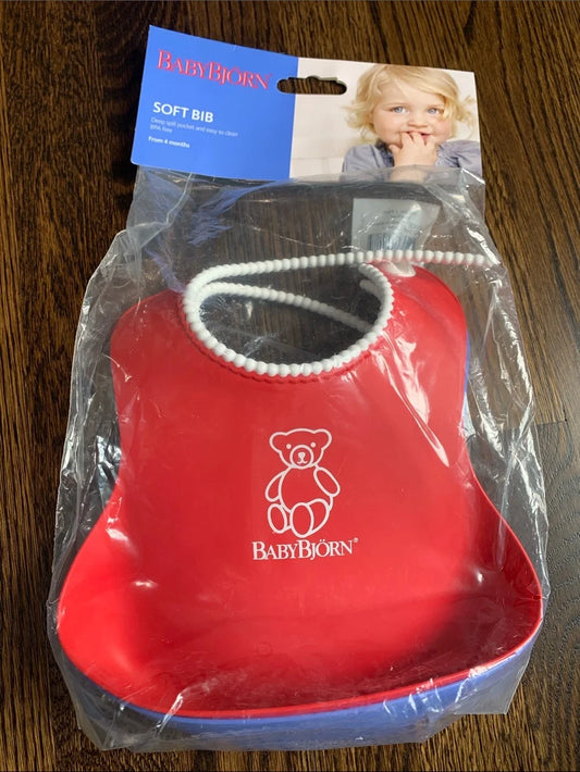 #151 - BabyBjörn Red Soft Bib with Catch Pocket