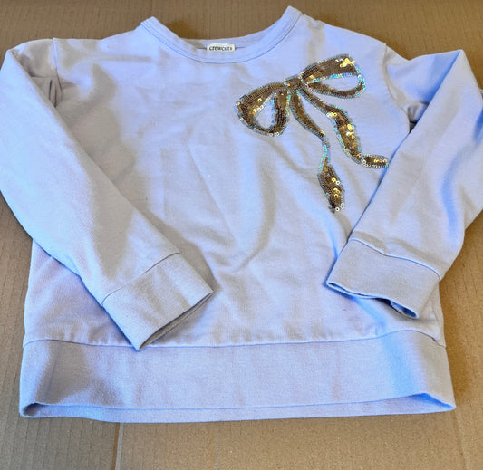 #176 - Crewcuts girls lavender sequin bow sweatshirt | S