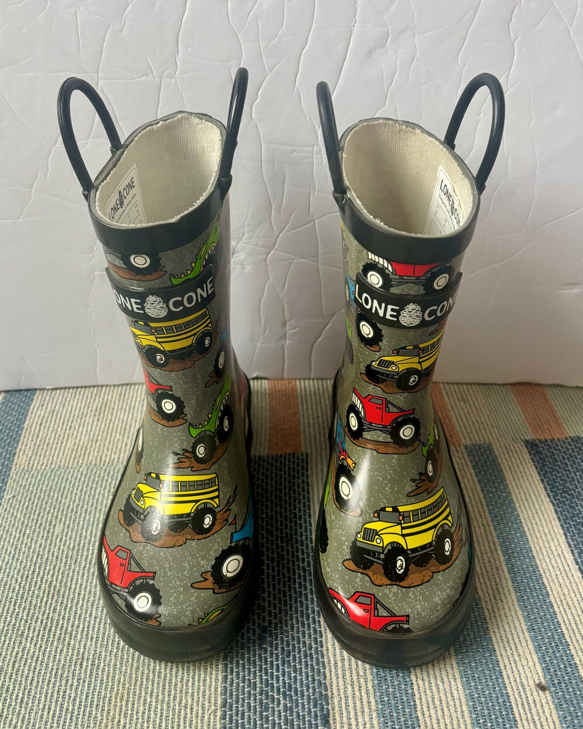 #154 Lone Cone Monster Truck Rain Boots Boys Size 10 VGUC
