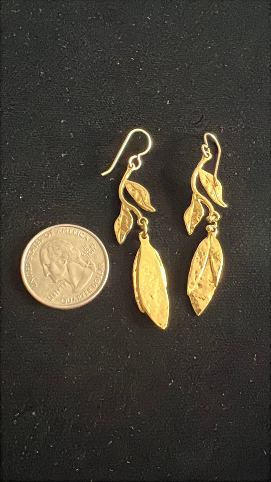 #176 - boutique dangle gold leaf earrings