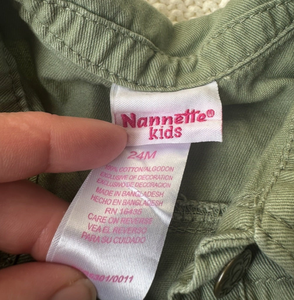 #146 Nanette Kids Butterfly Olive Green Cargo Jacket Girls 24M